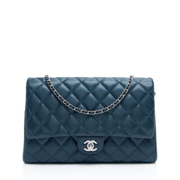 Chanel Caviar Leather Chain Flap Clutch - Picture 1 of 15